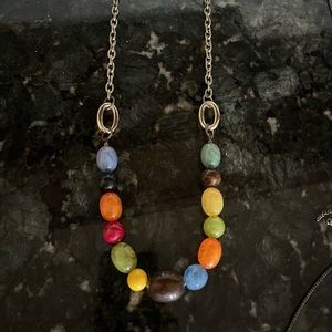 Silver necklace with colored beads